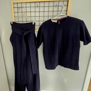 Michael Kors Navy Wool Pantsuit Set